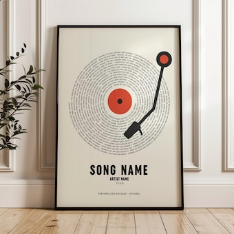 Custom Song Lyrics Print, Music Anniversary Poster