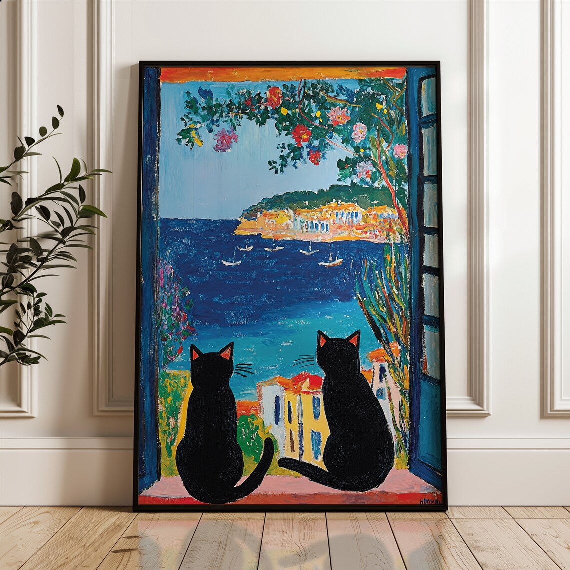 Black Cat Poster, Matisse-Inspired Art Print