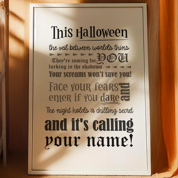 Spooky Halloween Wall Art Creepy Gothic Typography Poster Haunted House Decor For Fall Party Seasonal Home Styling