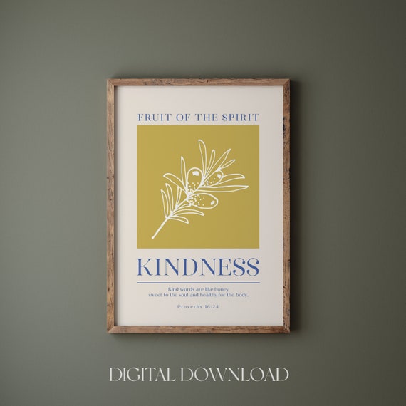 Fruit Of The Spirit Wall Art Print Galatians 522 Christian Wall Art Scripture Wall Art Kindness Bible Verse Print