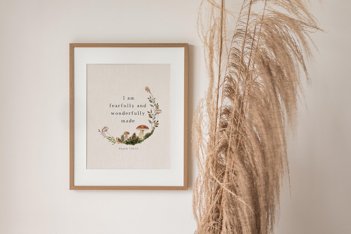 Psalm 139:14 Wildflower Nursery Christian Art Print - Image 2