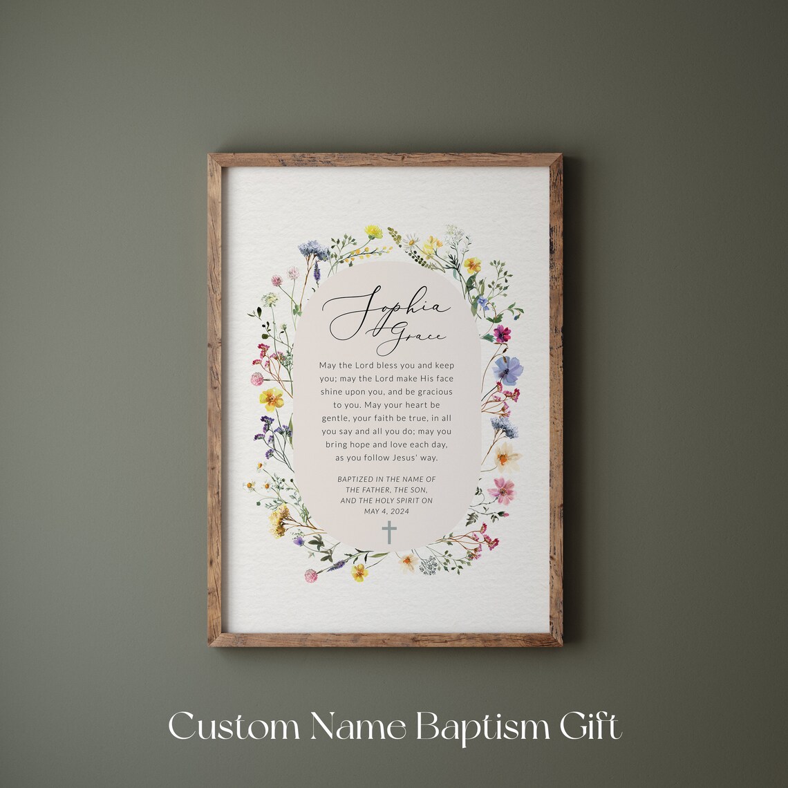 Personalised Wildflower Baptism Art Print - Image 4