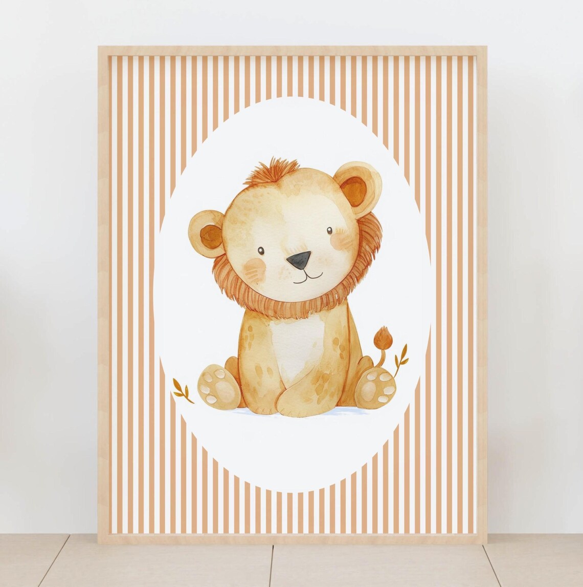 Adorable Baby Lion Cub Watercolor Safari Nursery Animal Poster