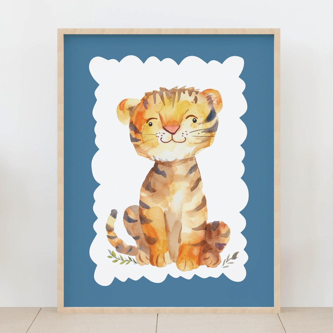 Smiling Tiger Art Print, Safari Jungle Nursery Decor