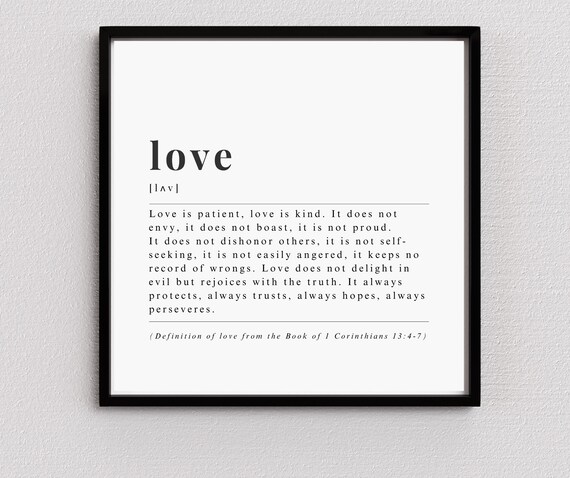Love Dictionary Definition 1 Corinthians 13 Wedding Vow Art Poster