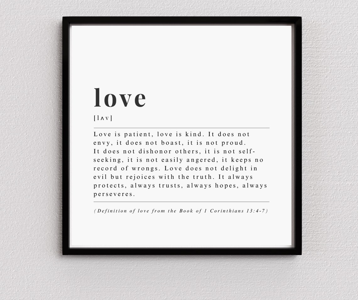 Love Dictionary Definition 1 Corinthians 13 Wedding Vow Art Poster