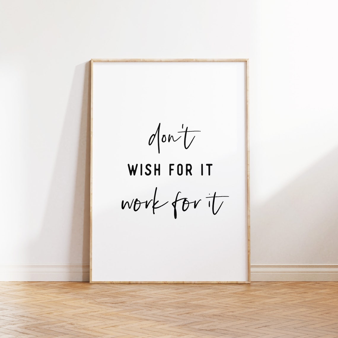Dont Wish For It Work For It Motivational Typography Wall Poster - Image 2
