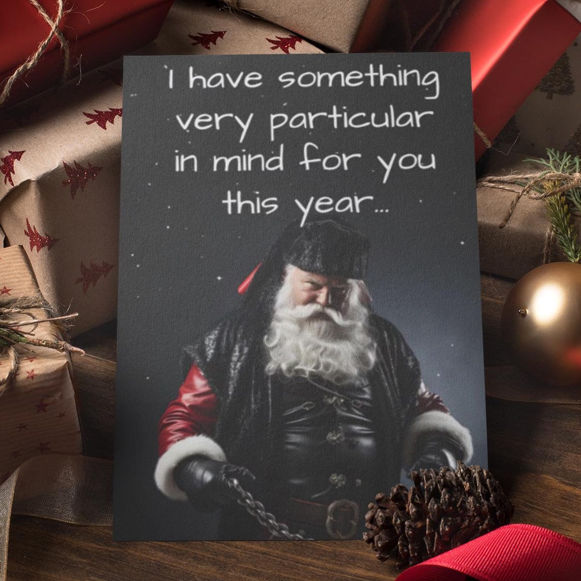 Greeting Cards Naughty Santa Bdsm Good Girl Christmas Card Set Holiday Stationery Festive Note Cards Adult Humor