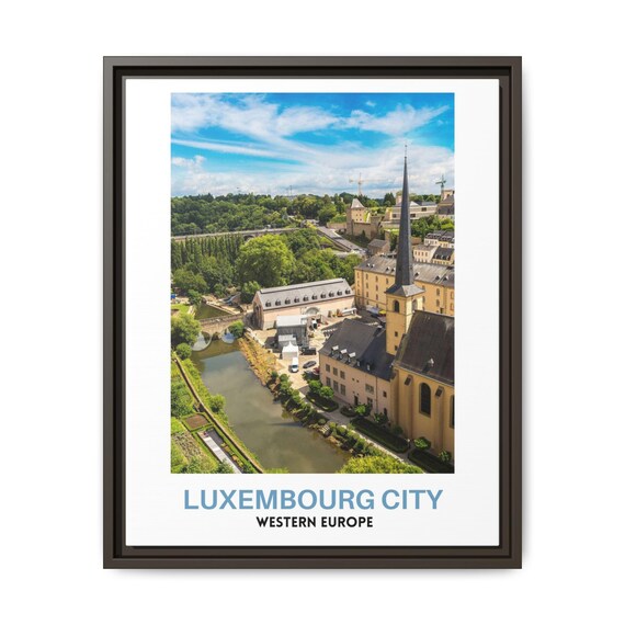Luxembourg City Western Europe Real Photo Old Town River Travel Poster