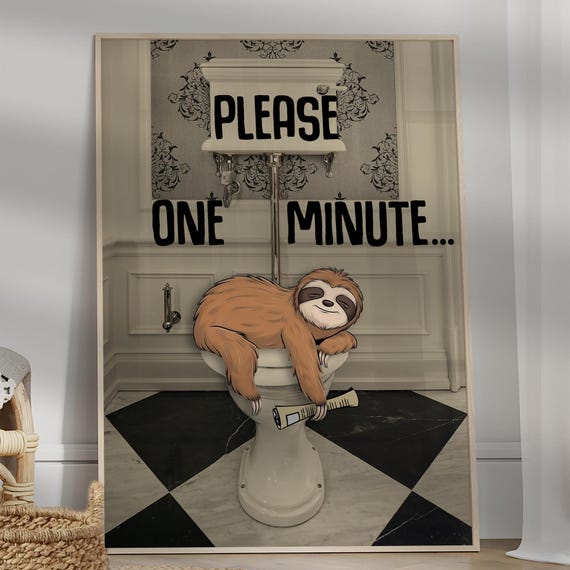 Funny Lemur Bathroom Poster Decor Wall Art Humorous And Cute Designs