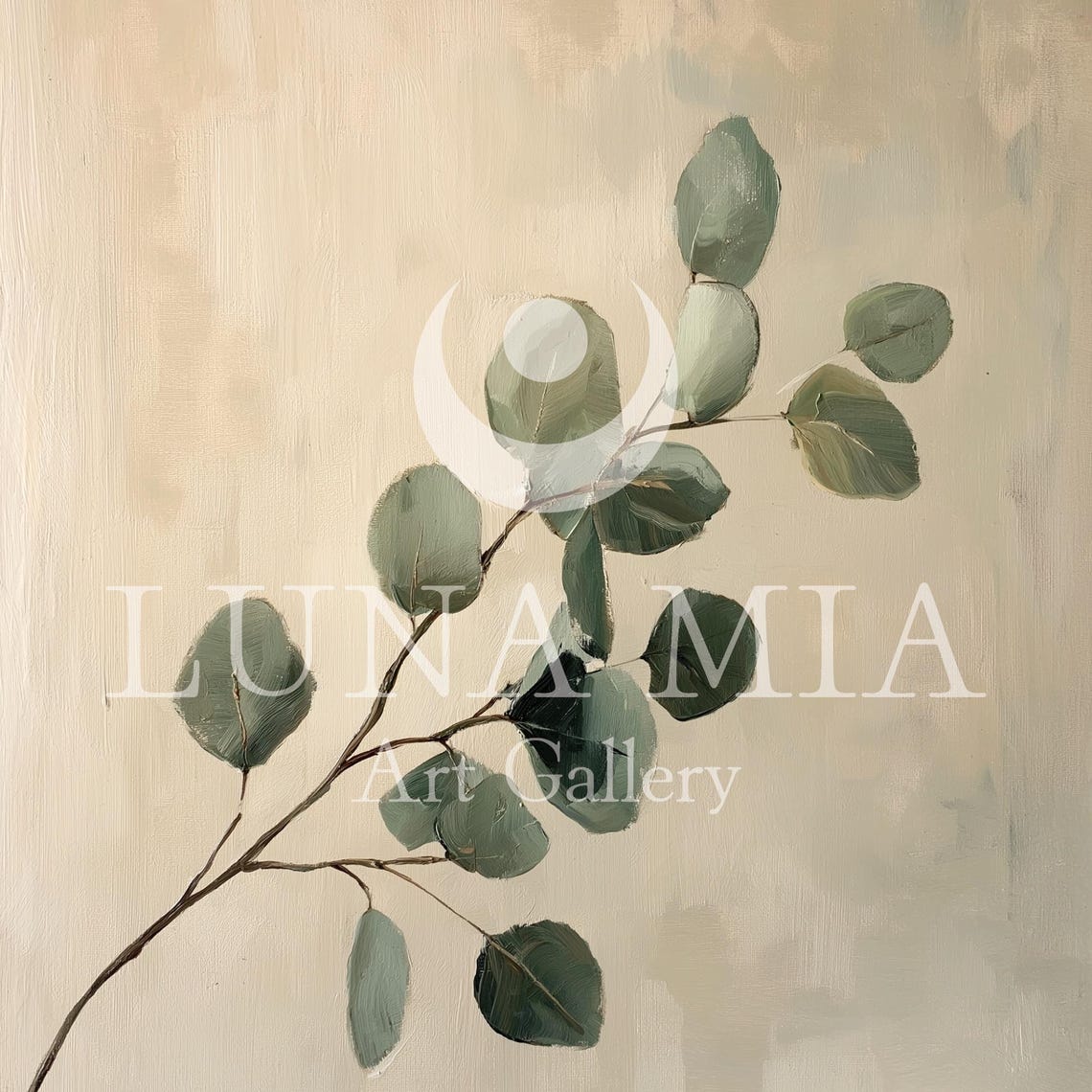 Minimalist Eucalyptus Branch With Sage Leaves On Warm Beige Poster - Image 5
