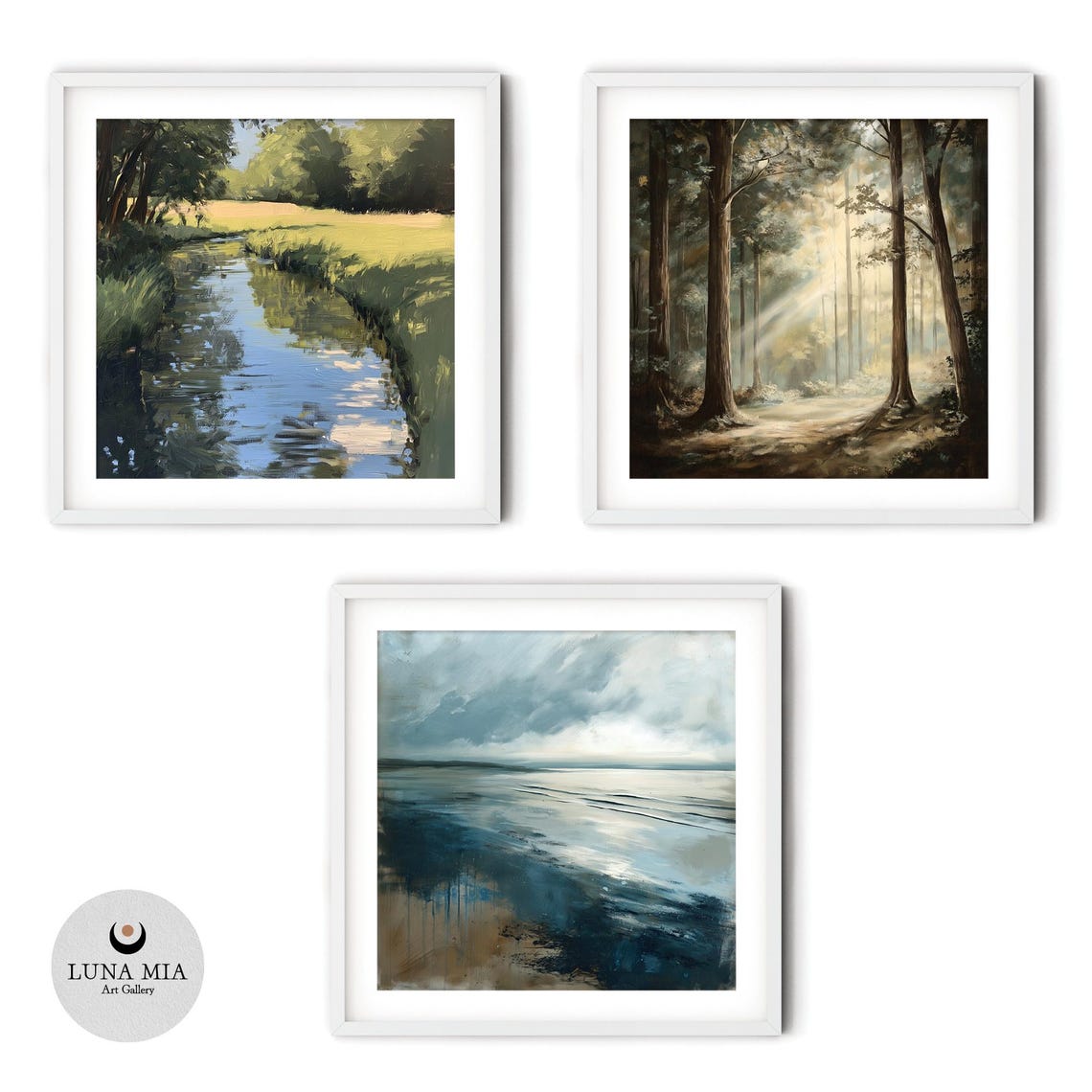 Serene Nature Inspired Wall Art Prints Set Soft Green Light Blue Beige Cream Tones Minimalist Decor For Calm Harmonious - Image 2