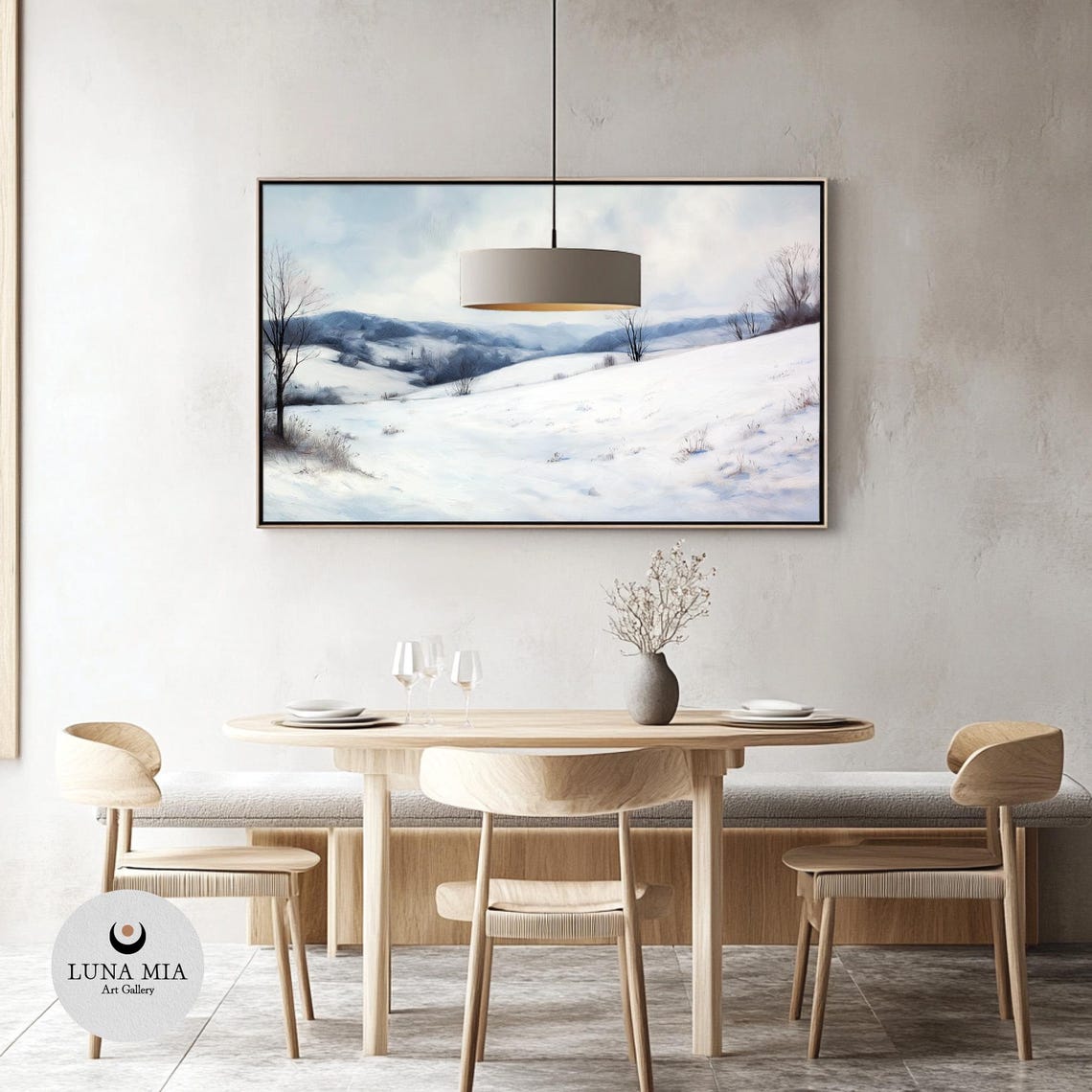 Rolling Snow Covered Hills With Bare Winter Trees Serene Valley Poster - Image 3