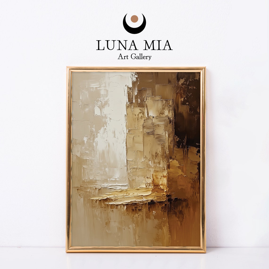 Rich Warm Beige and Brown Textured Abstract Painting Art Poster
