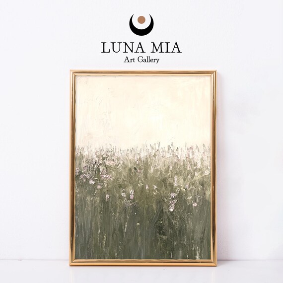 Abstract Sage Green Wildflower Field Loose Painterly Brushwork Poster