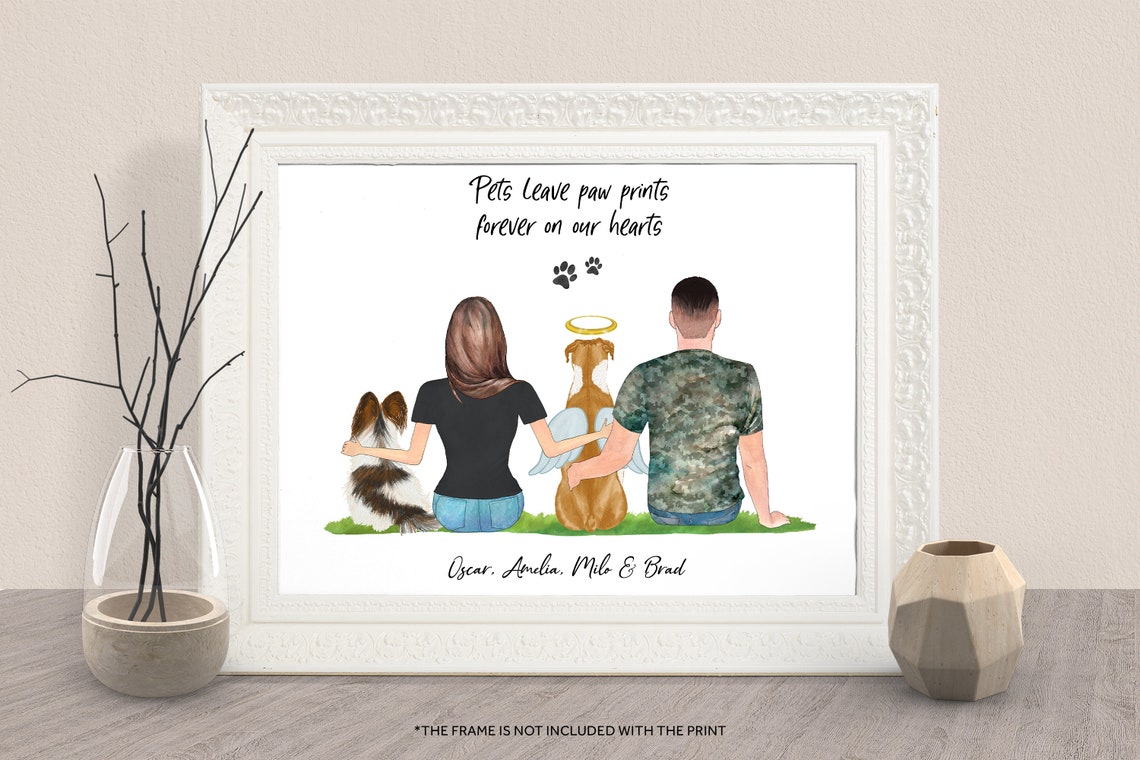 Personalised Dog Family Print Custom Gift For Dog Owner Housewarming Gift New Home Gift Family Dog Wall Art Handmade Pet Print Dog Portrait