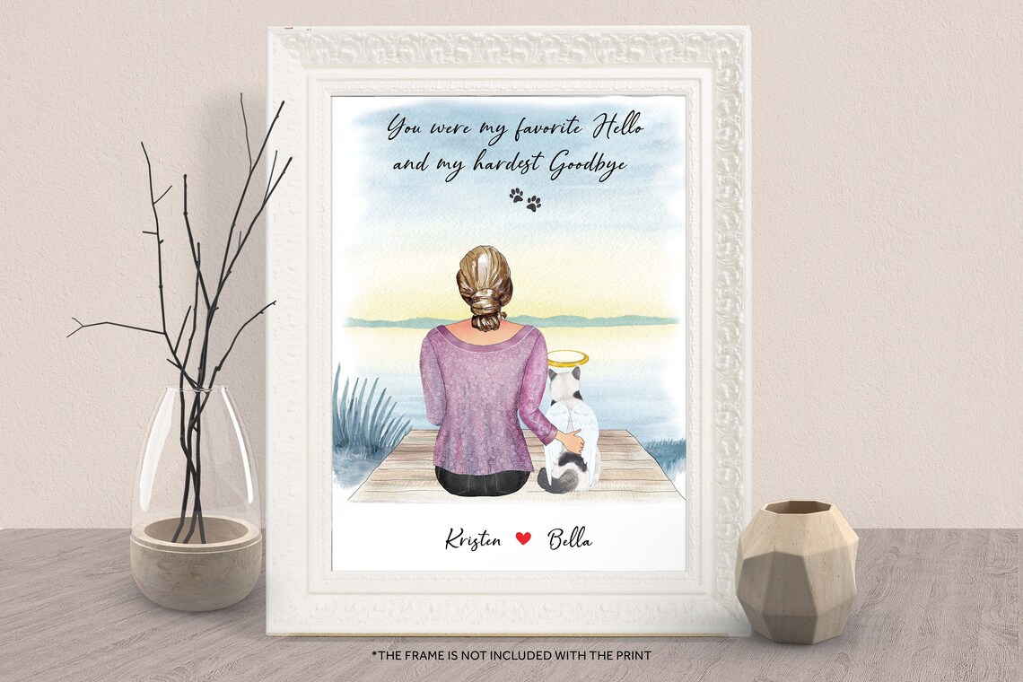 Personalized Pet Memorial Print Gift, Cat Portrait