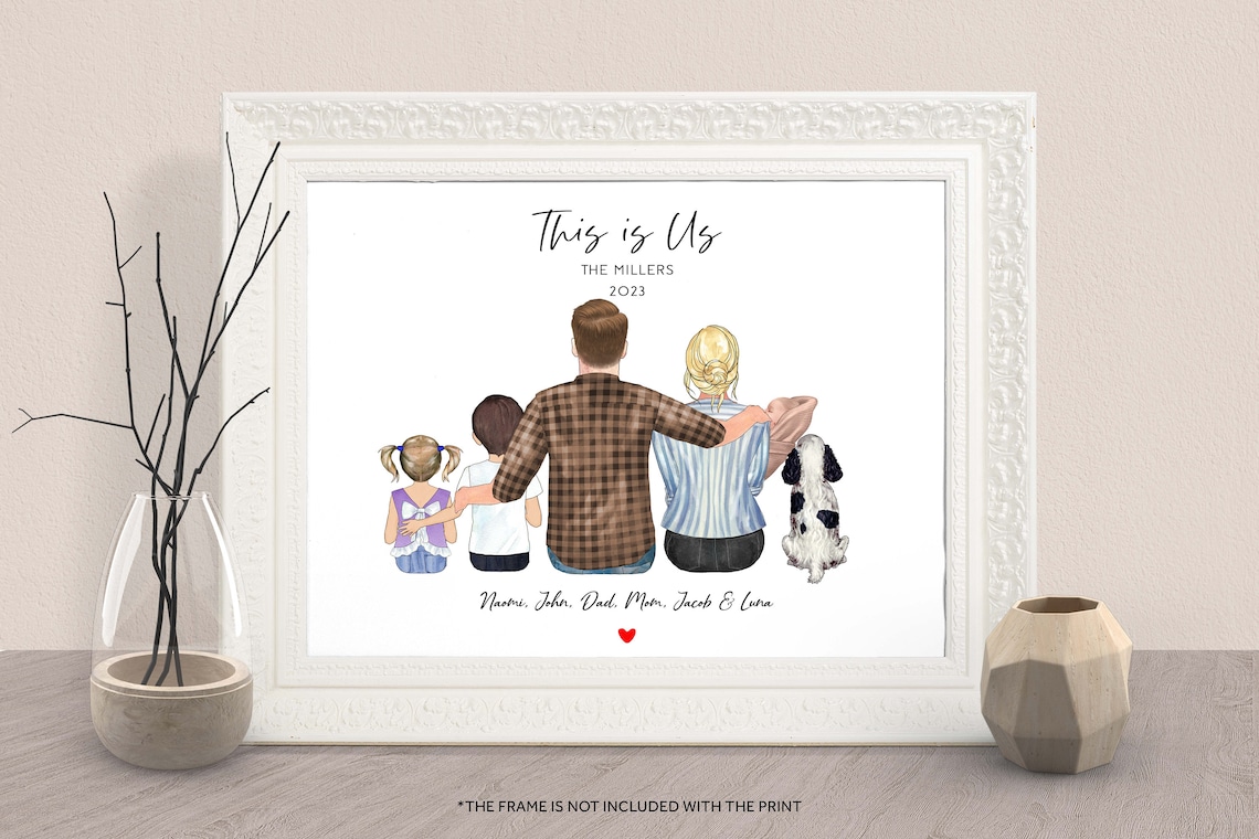 This Is Us 2023 Parents With Two Kids and Their Dog Custom Print