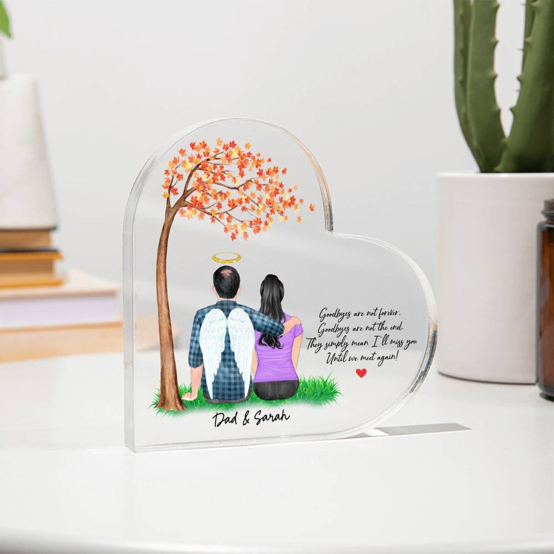 Personalized Dad Memorial Heart Plaque Angel Father Gift Poster