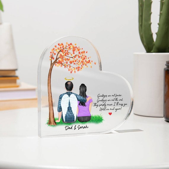 Dad Memorial Heart Acrylic Plaque Angel Father Daughter Keepsake Wall Art