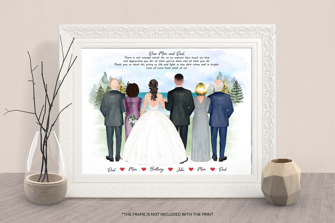 Parents Of The Bride And Groom Print Gift Mom Dad Gift On Wedding Day Thank You Gift For Parents Future In Laws Gifts Wedding Portrait Art