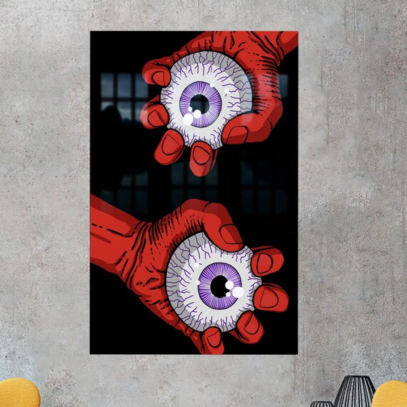 Baby Gift Personalized Horror Eyes Wall Decor Red Glass Minimalist Art Gothic Modern Large