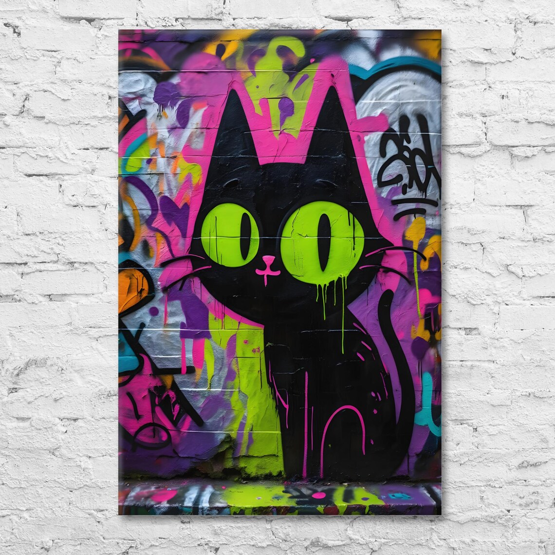 Graffiti Cat Art Print, Unique Home Decor - Image 2