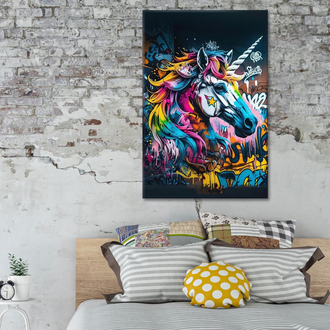 Magical Rainbow Unicorn Graffiti Art Colorful Street Art Decor - Image 2