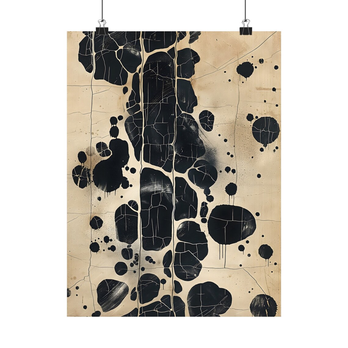 Neutral Abstract Ink Pattern Botanical Japanese Minimalist Art Print - Image 2