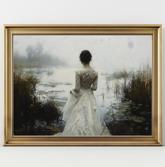 Dark Academia Print The Lake Goth Moody Victorian Wall Art Dark Decor Aesthetic Dark Cottagecore Gothic Prints Into Lake