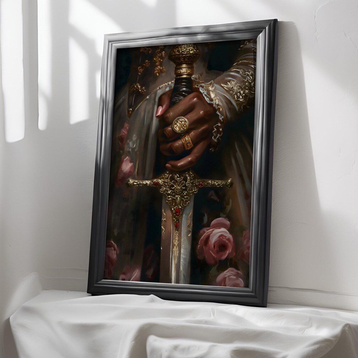 Victorian Black Lady With Sword, Moody Portrait Print - Image 3