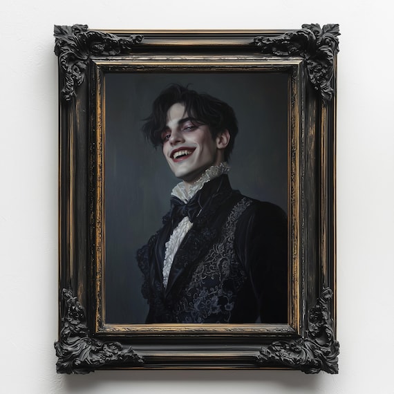 Handsome Vampire Gothic Home Decor Dark Academia Art Print Dark Art Occult Poster Vampire Gothic Home Decor Gothic Prints Witchy