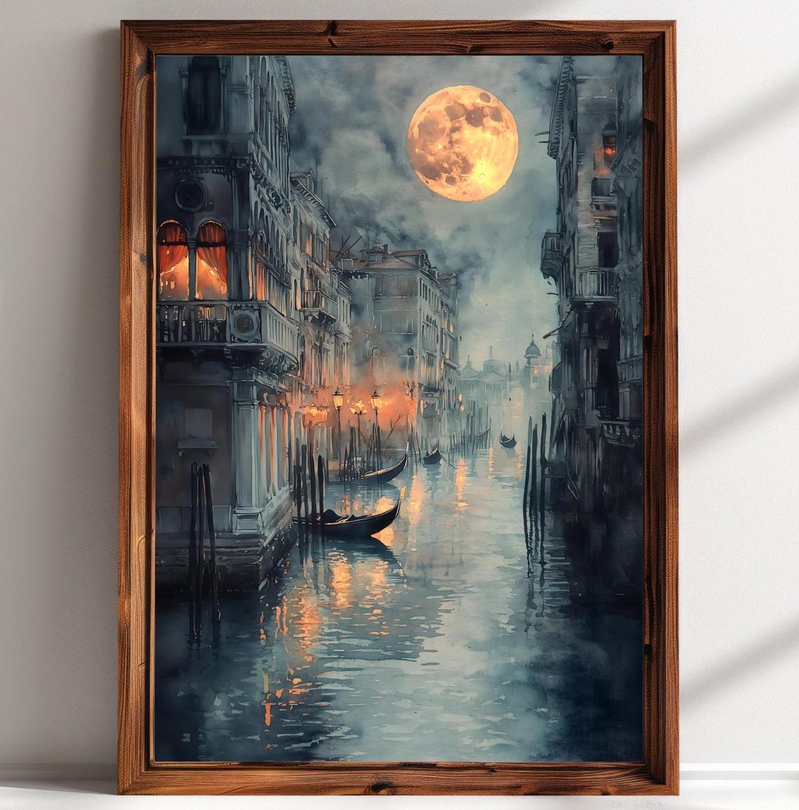 Venice Print Moody Watercolor Dark Wall Art Dark Academia Style Moody Florence Italian City Gothic Painting Watercolor Landscape - Image 2
