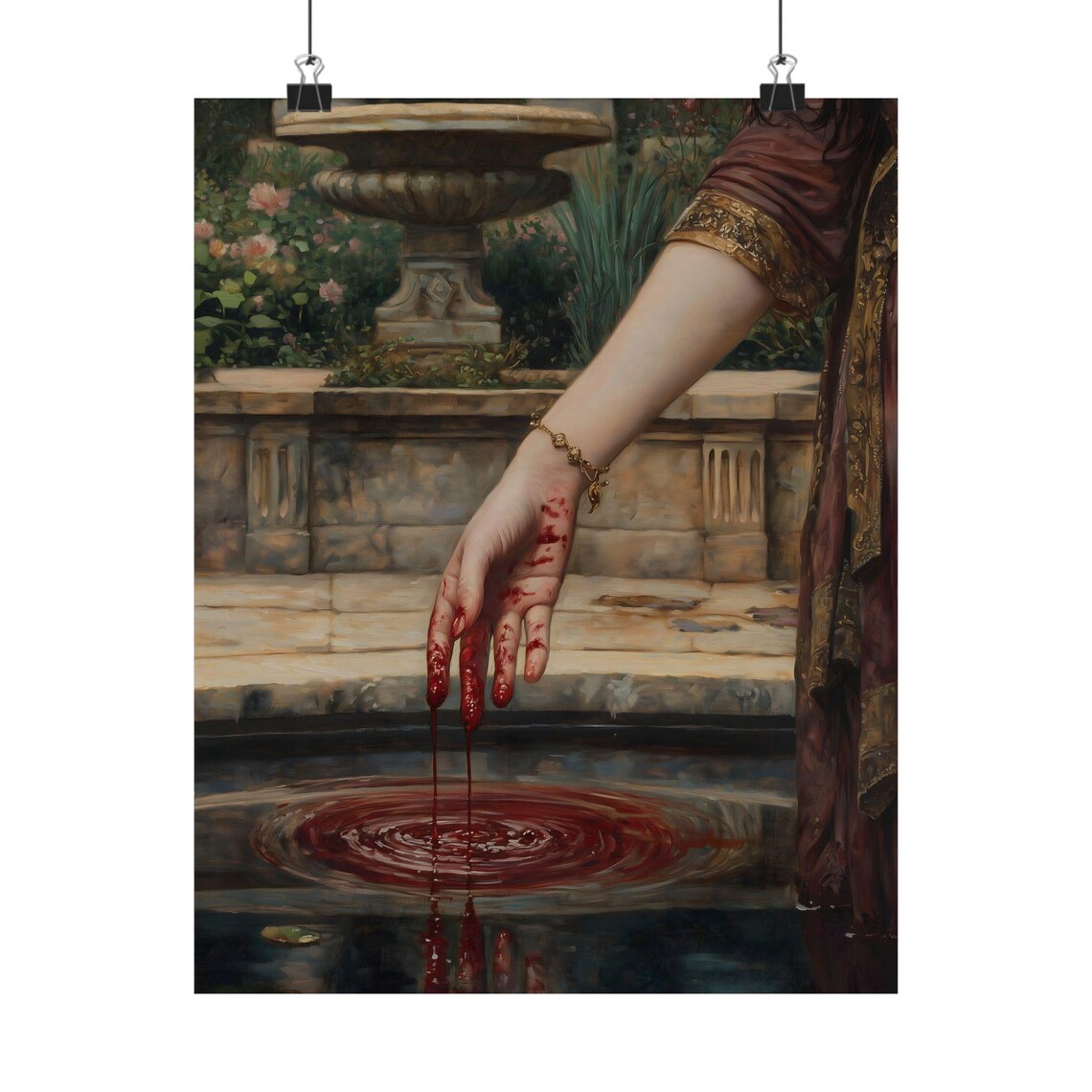 Lady Macbeth Bloody Hands Gothic Wall Art Print - Image 2