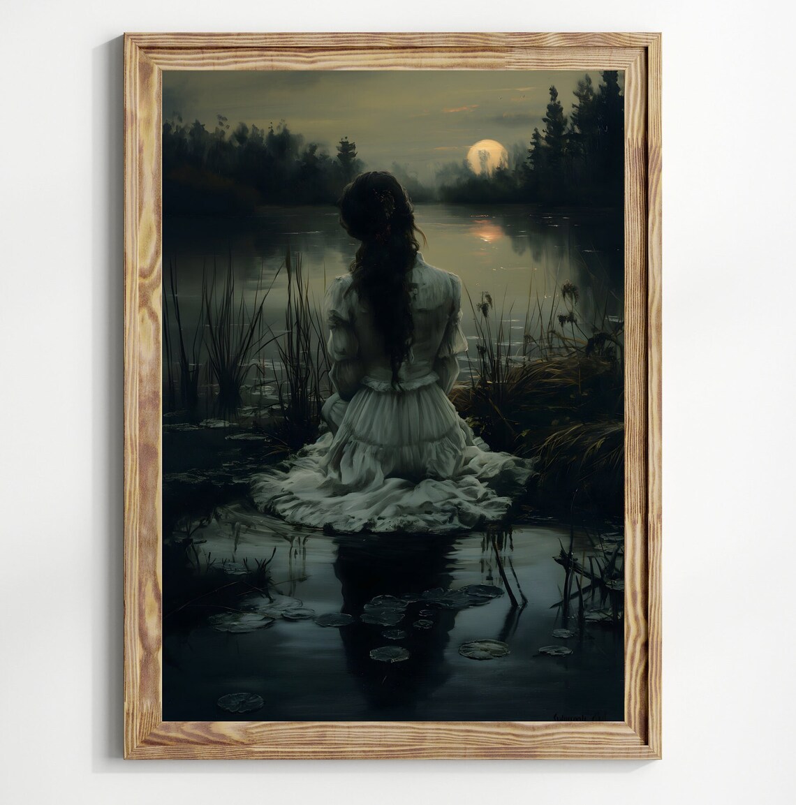 Lake And Moon Dark Academia Gothic Wall Art Print - Image 3