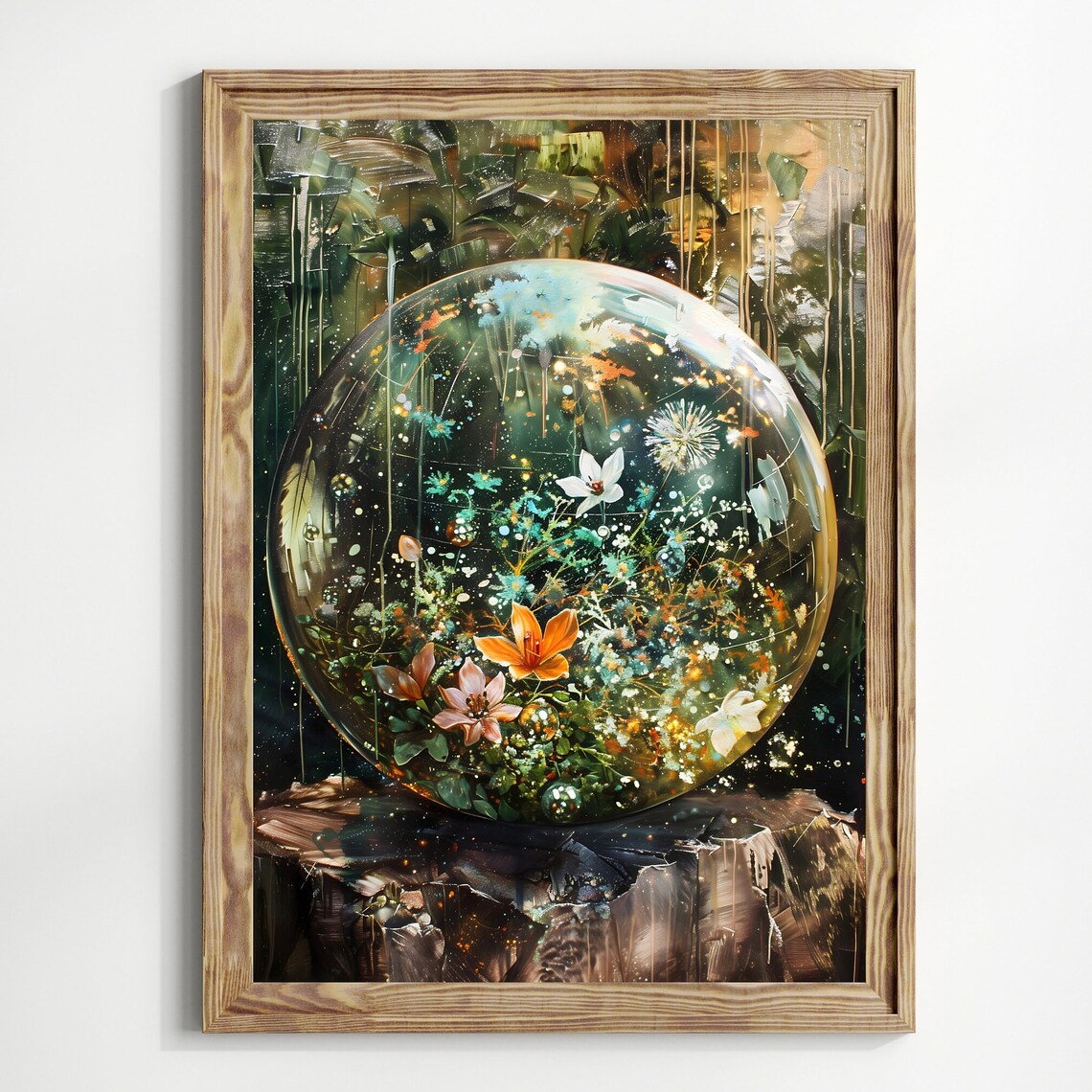 Enchanted Crystal Ball Blooming Flowers Celestial Night Sky Gothic Poster - Image 2