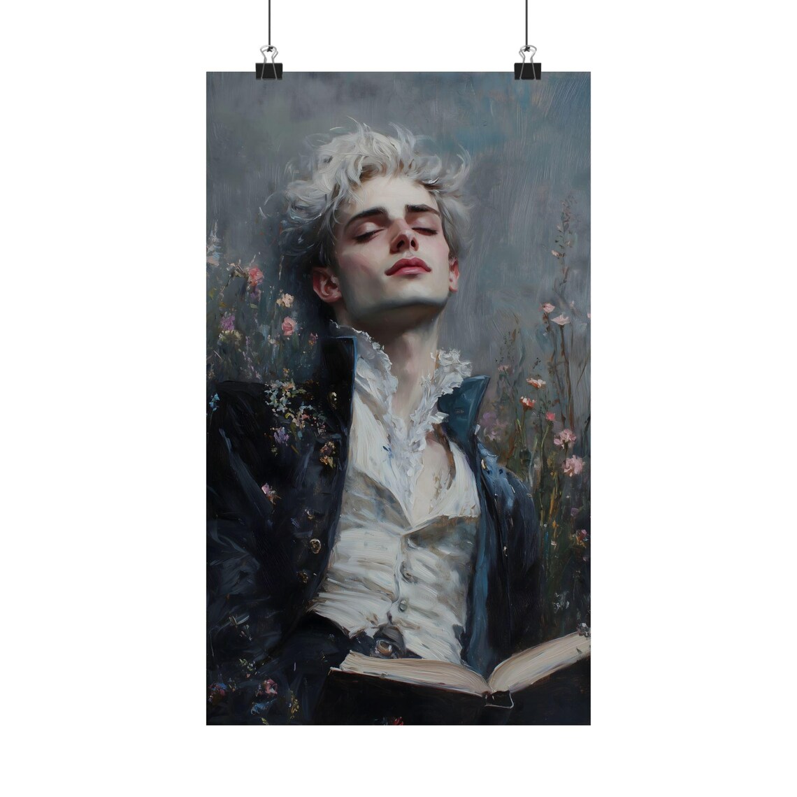 Victorian Gentleman Reading Book, Moody Vintage Art Print - Image 2
