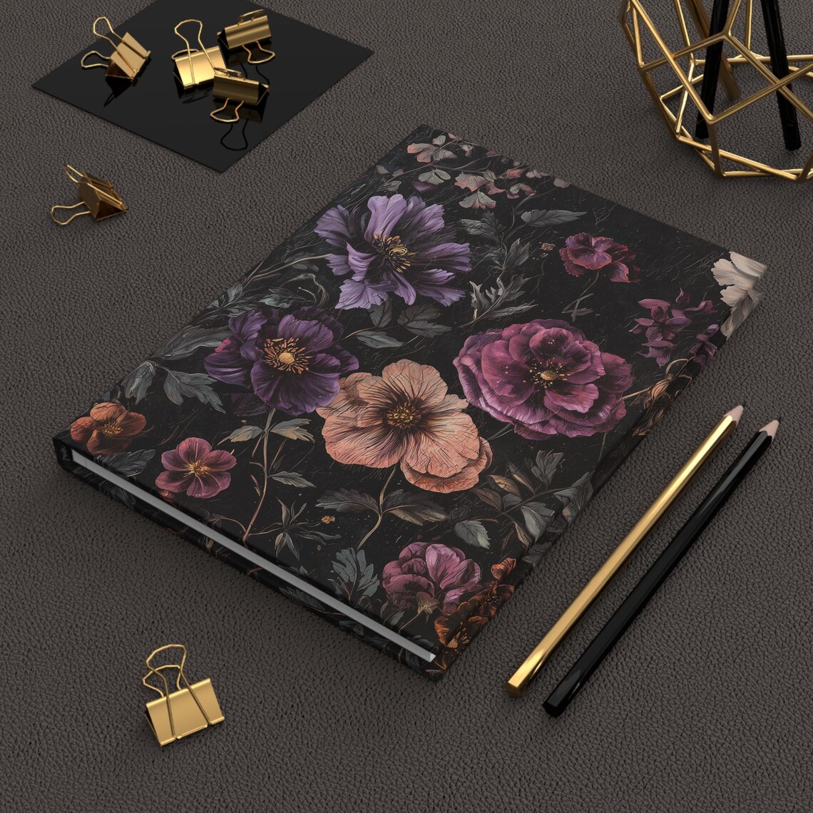 Dark Botanical Purple Poppy Floral Vintage Style Journal Art Poster - Image 3