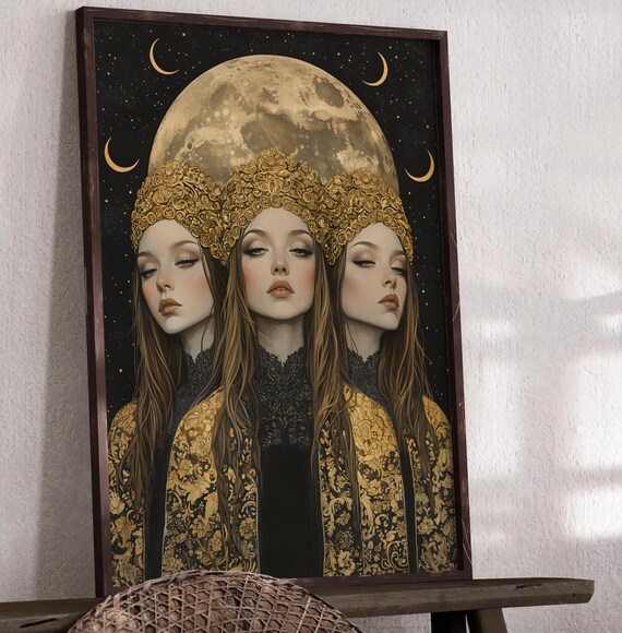 Selene Goddess Of The Moon Matte Print Moody Dark Acdemia Wall Art Celestial Goddess Art Witchy Art Gothic Moon Goddess Art Gift