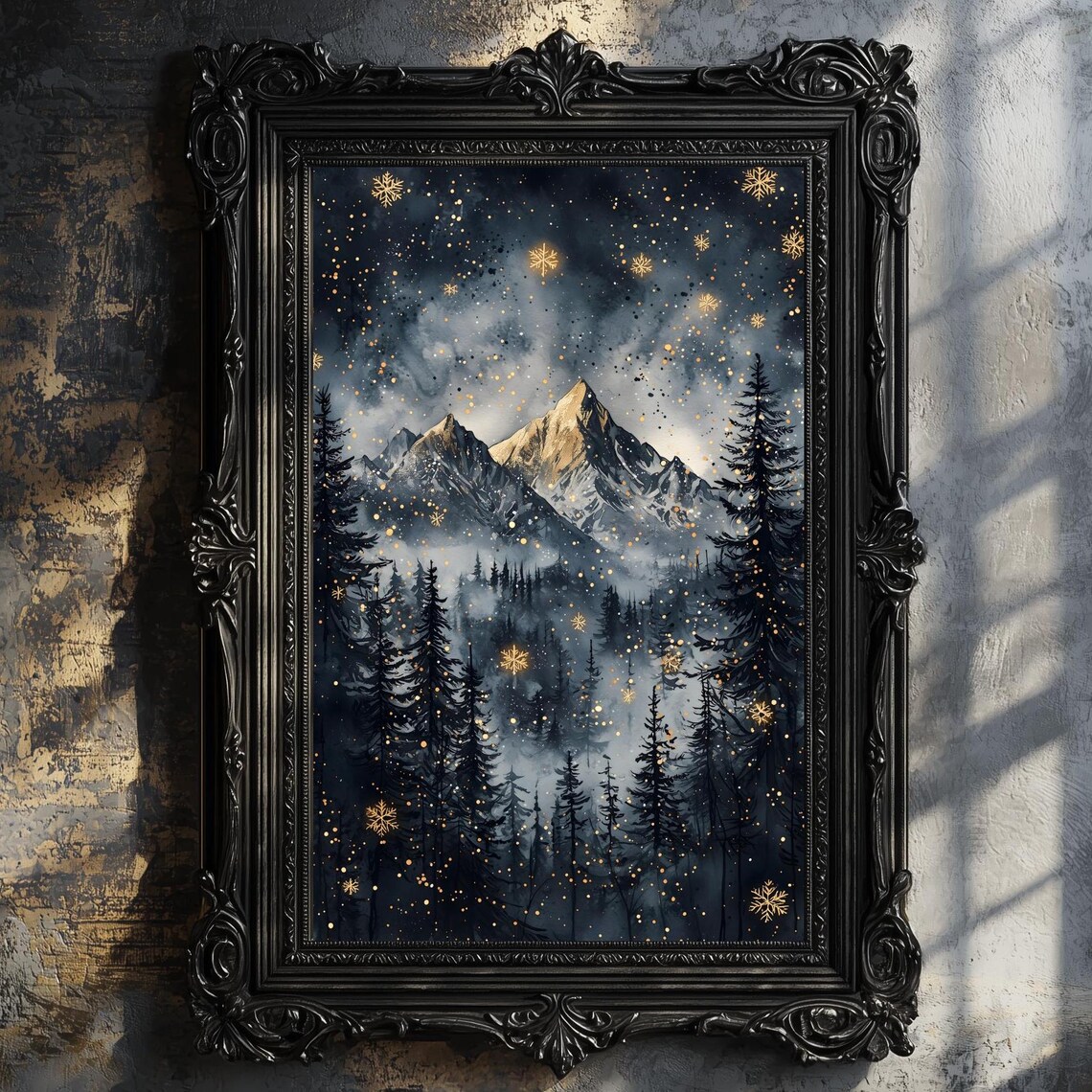 Abstract Night Sky Stars Poster, Moody Celestial