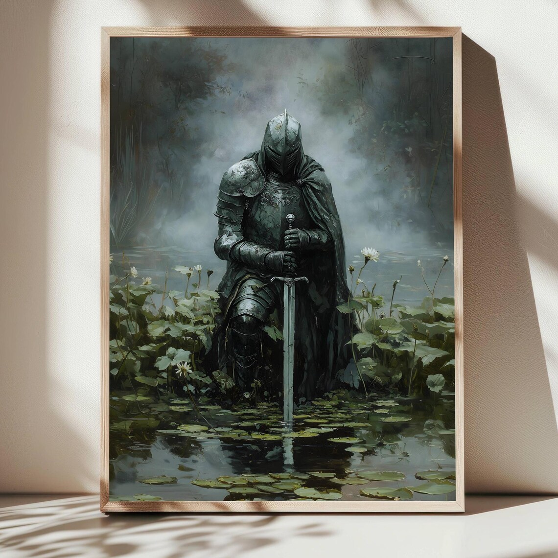 Medieval Knight Art Print, Dark Academia Fantasy