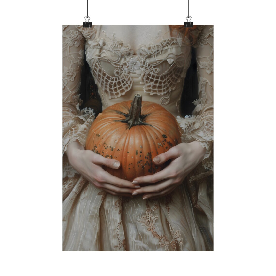 Pumpkin Victorian Halloween Art Print, Vintage Decor - Image 3