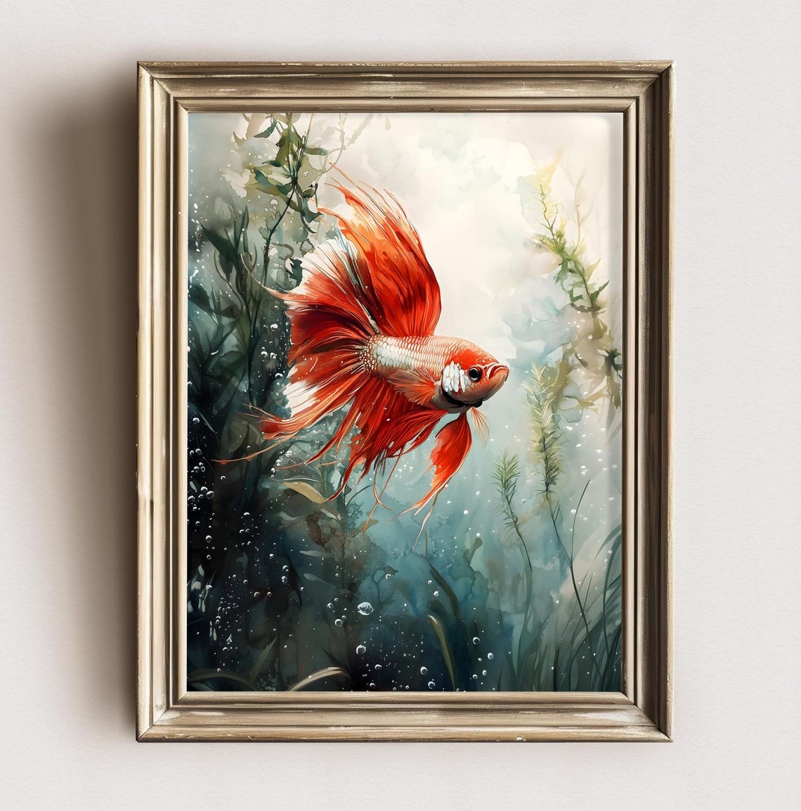 Aquarell Betta Fisch Painting Betta Fish Watercolor Print Of Fish Aquarium Painting Betta Art Aquarium Lover Gift For Betta Fisch Owner - Image 3