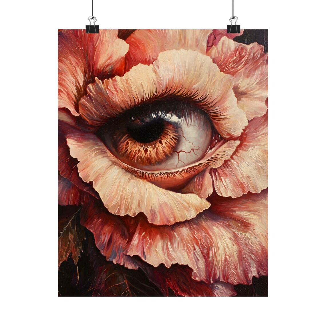 All Seeing Eye Flower Surreal Pink Blossom Macabre Whimsigoth Art Poster - Image 2