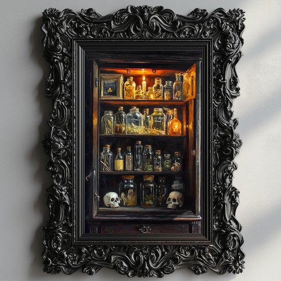 Witch Vintage Apothecary Print Dark Academia Wall Art Witch Kitchen Decor Antique Oil Painting Goth Cottagecore Aesthetic Witchy Decor