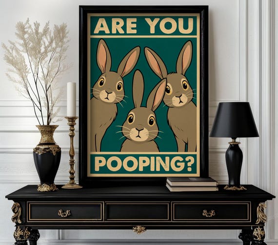 Funny Animal Are You Pooping Retro Wall Art Trending Decor White Elephant Gift Lover Cute Motivational 89