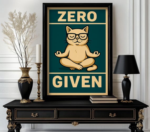 Funny Animal Zero Given Poster Retro Wall Art Trending Decor White Elephant Gift Lover Cute Motivational 95