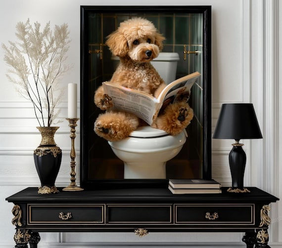 Funny Bathroom Poster Animal On Toilet Wall Art Gag Gift For Guest Quirky Decor White Elephant 21