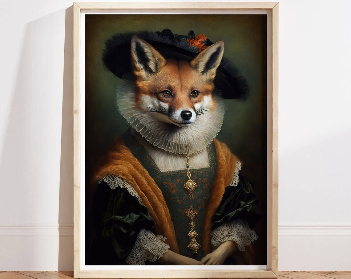 Fox Vintage Portrait Royal Pet Painting Art Print