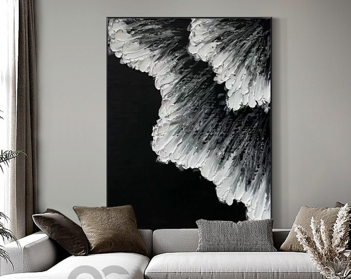 Black And White Ocean Abstract Wave Art Print - Image 2